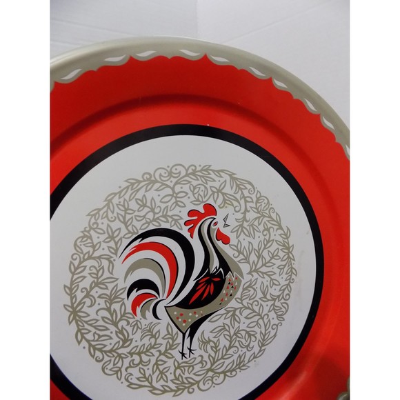 Vintage Metal Rooster Platter Country Kitchen Decor Chicken Hen Tray - Picture 3 of 5
